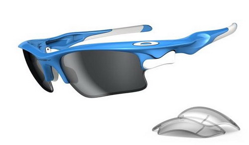 Oakley Fast Jacket Sky Blue Black Iridium & Clear Sunglasses