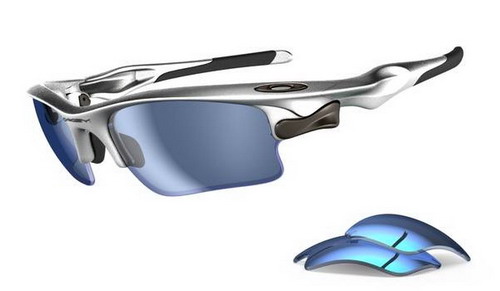 Oakley Fast Jacket Silver Blue Iridium & Jade Iridium Sunglasses