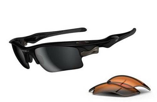 Oakley Fast Jacket Polished Black Black Iridium & Persimmon Sunglasses