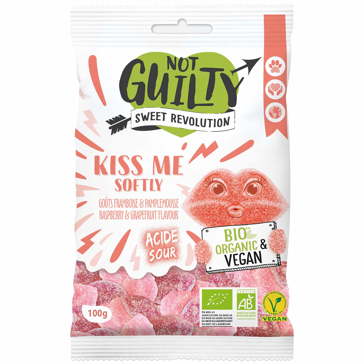 Not Guilty Kiss Me Softly Raspberry & Grapefruit Bio 100g
