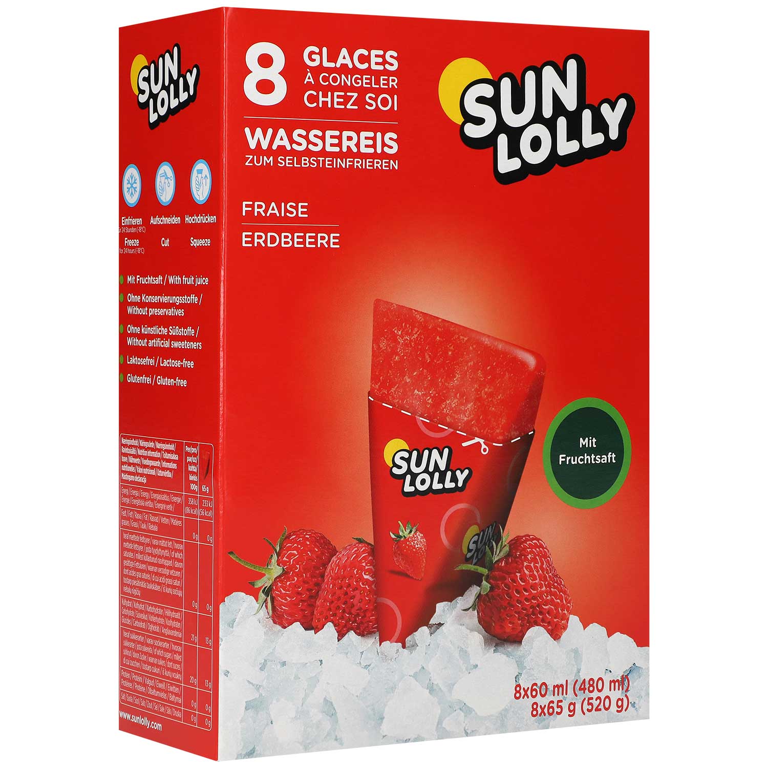 Sun Lolly Wassereis Erdbeere 8er