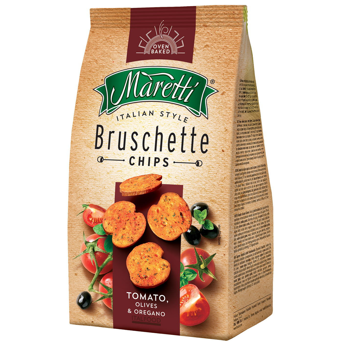 Maretti Bruschette Chips Tomato, Olives & Oregano 150g